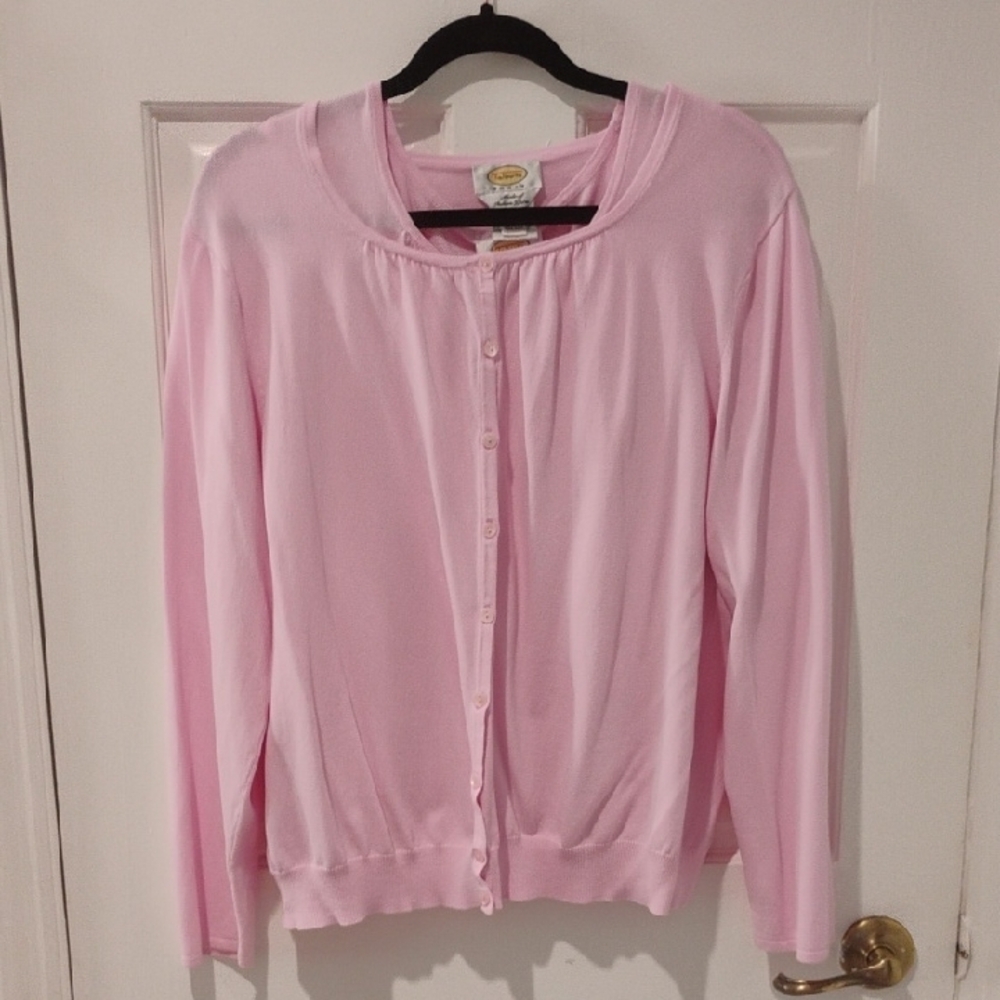 Talbot's Pink Button-Up Cardigan With Matching Shell